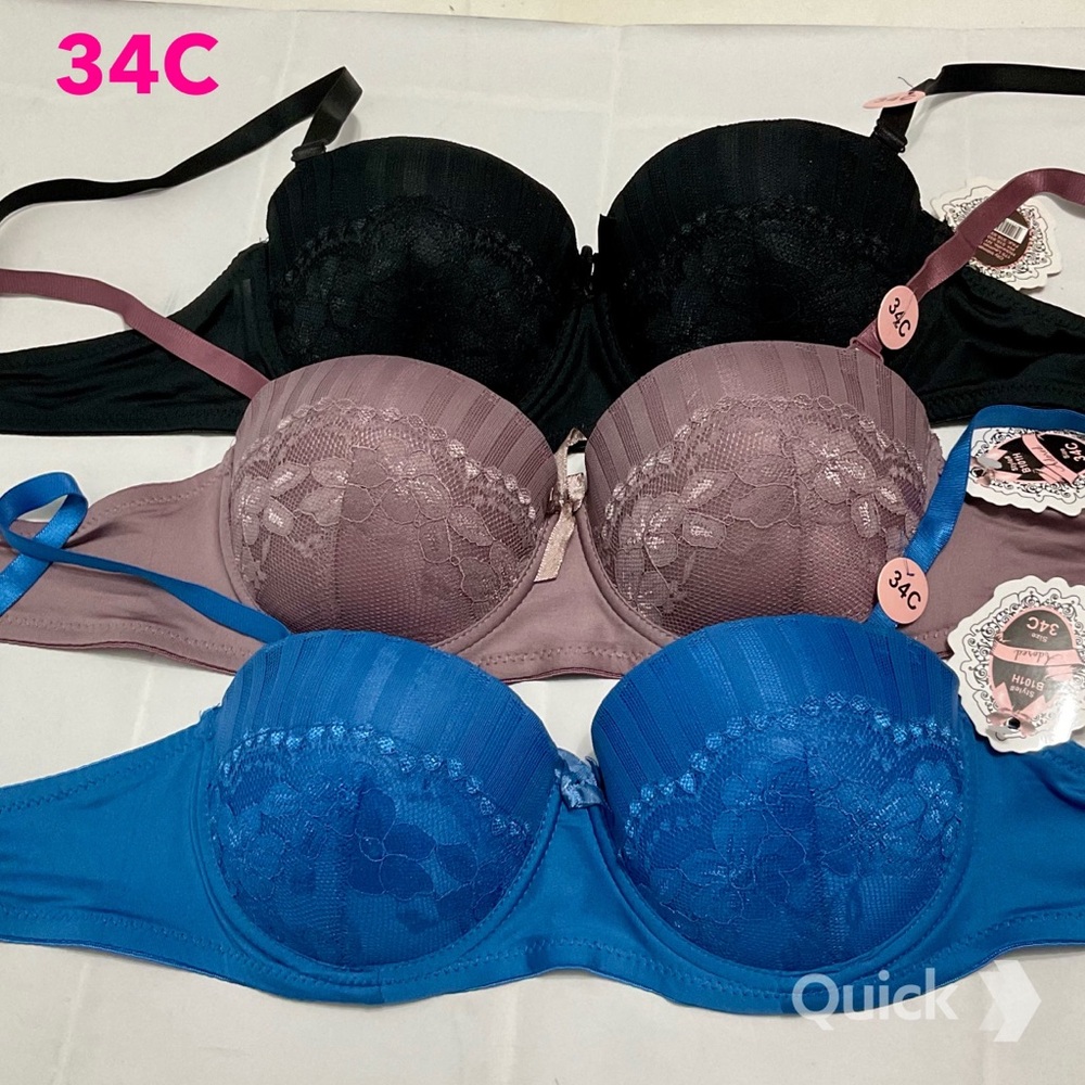 NWT Floral Lace Light Padded Bras - 3 pcs Set
